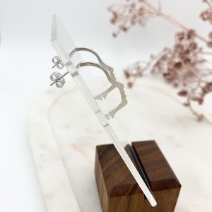 Irregular Hanging Face Earrings Silver